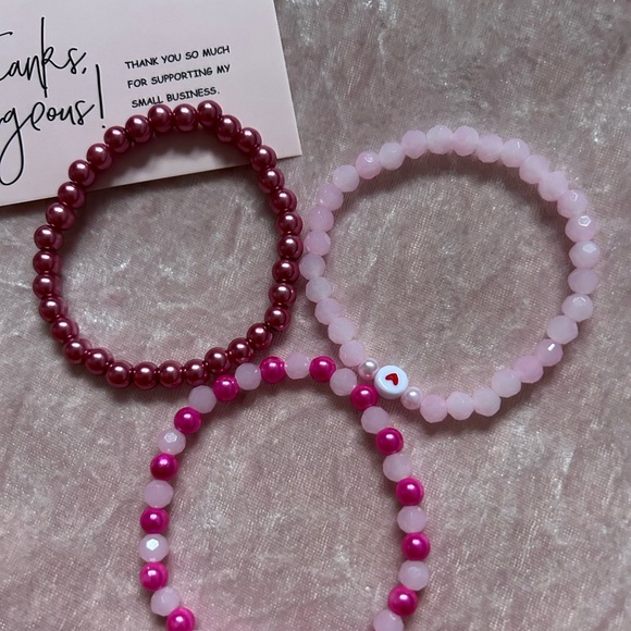Hand Crafted Jewelry - Pink Beaded Bracelet Stack